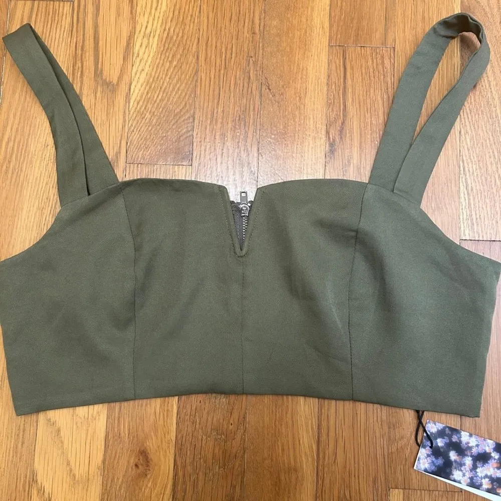 Ladies CIDER Top Army Green Cropped Cami Camisole Cider - Medium NEW, NWT - Image 2