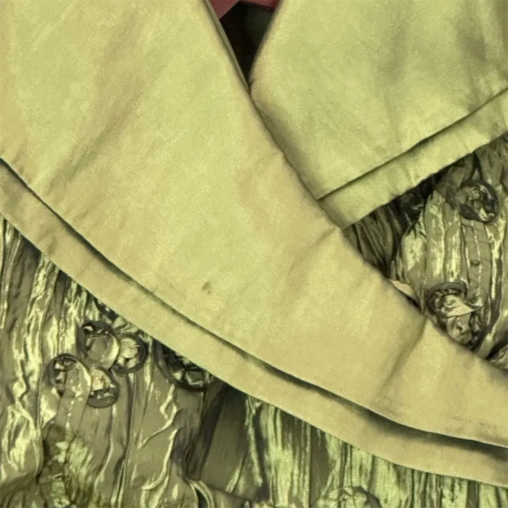 Vintage Victor Costa Women's Green Floral‎ Crinkle Jacket Size 10 Wedding Formal - Image 5