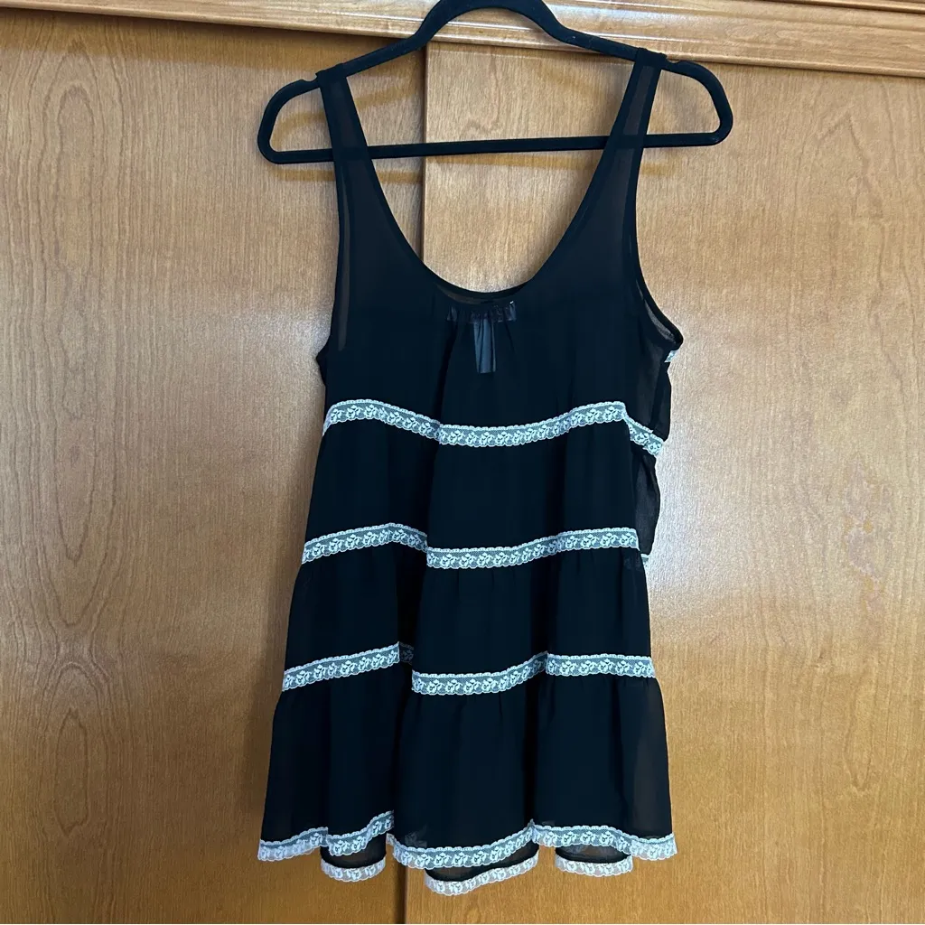 Oscar de la Renta Vintage Sheer Lace Trim Tank Black White Whimsigoth Feminine - Image 6