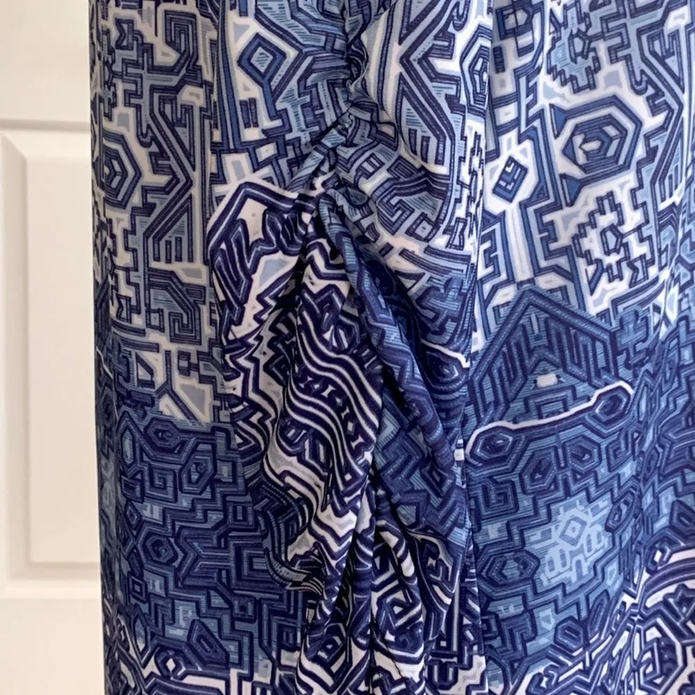 Deborah Vieteck Dress Blues White Baltic Mixed Print V - Image 7