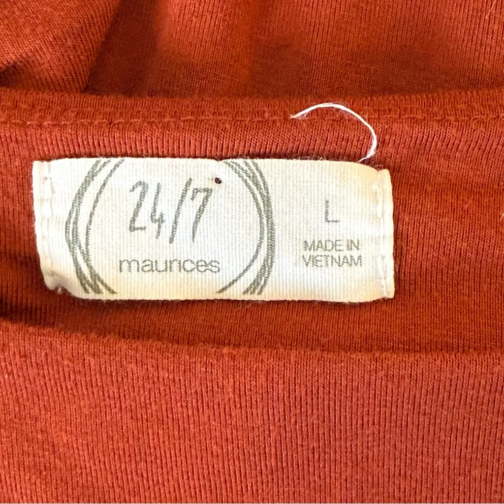 Maurices 24/7 Solid Wrap Mini Dress Burnt Orange Large Casual Fall Autumn Office - Image 7