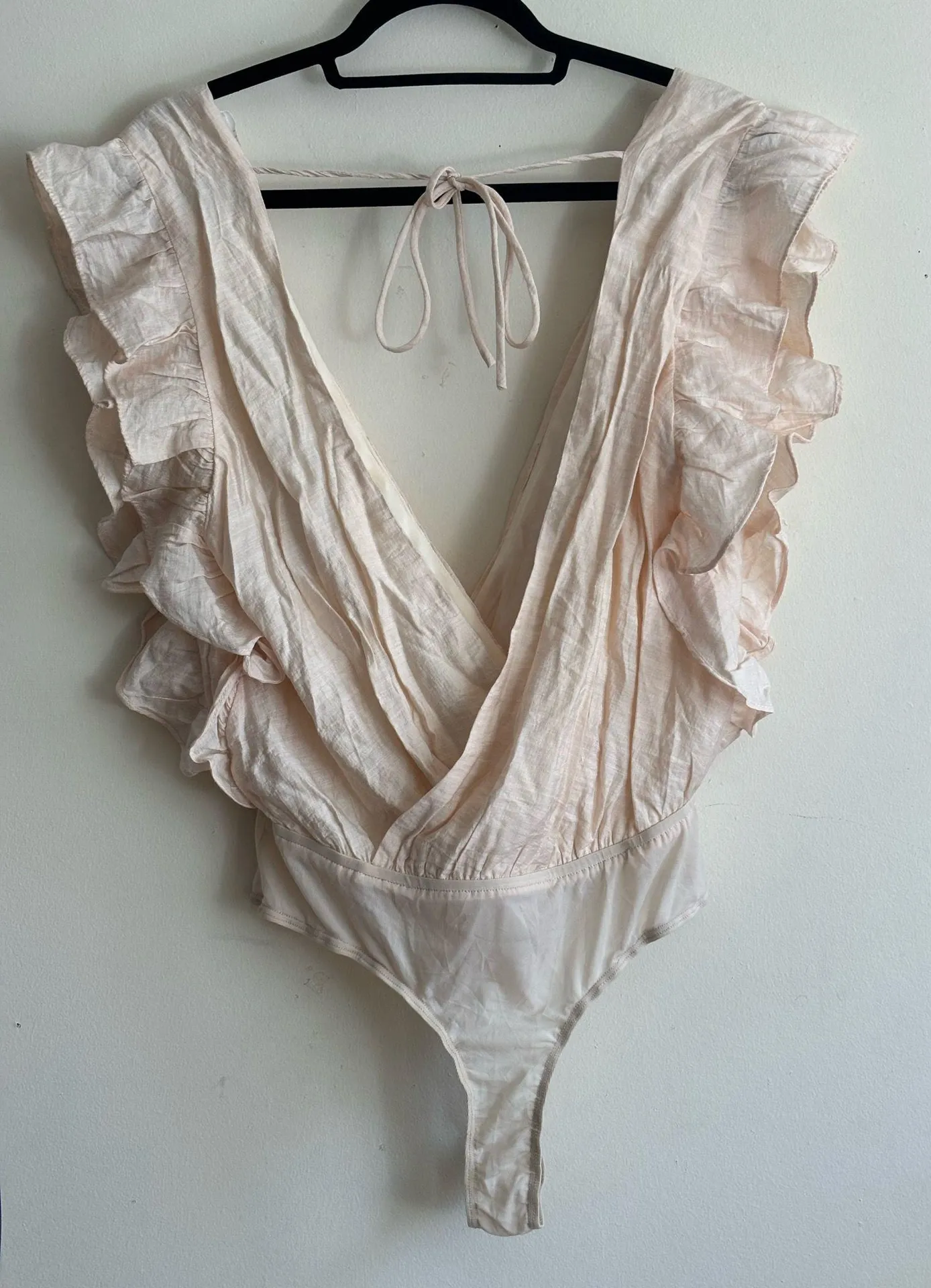 Lulu’s cream women’s ruffle sleeve wrap bodysuit  - Image 10
