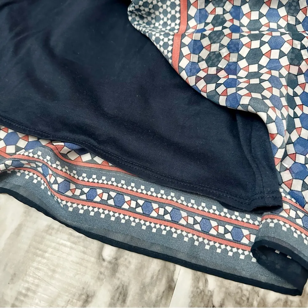 Max Studio Line Womens Sz L Navy Red Drop Waist Skirt Geometric Nautical Design - Image 7