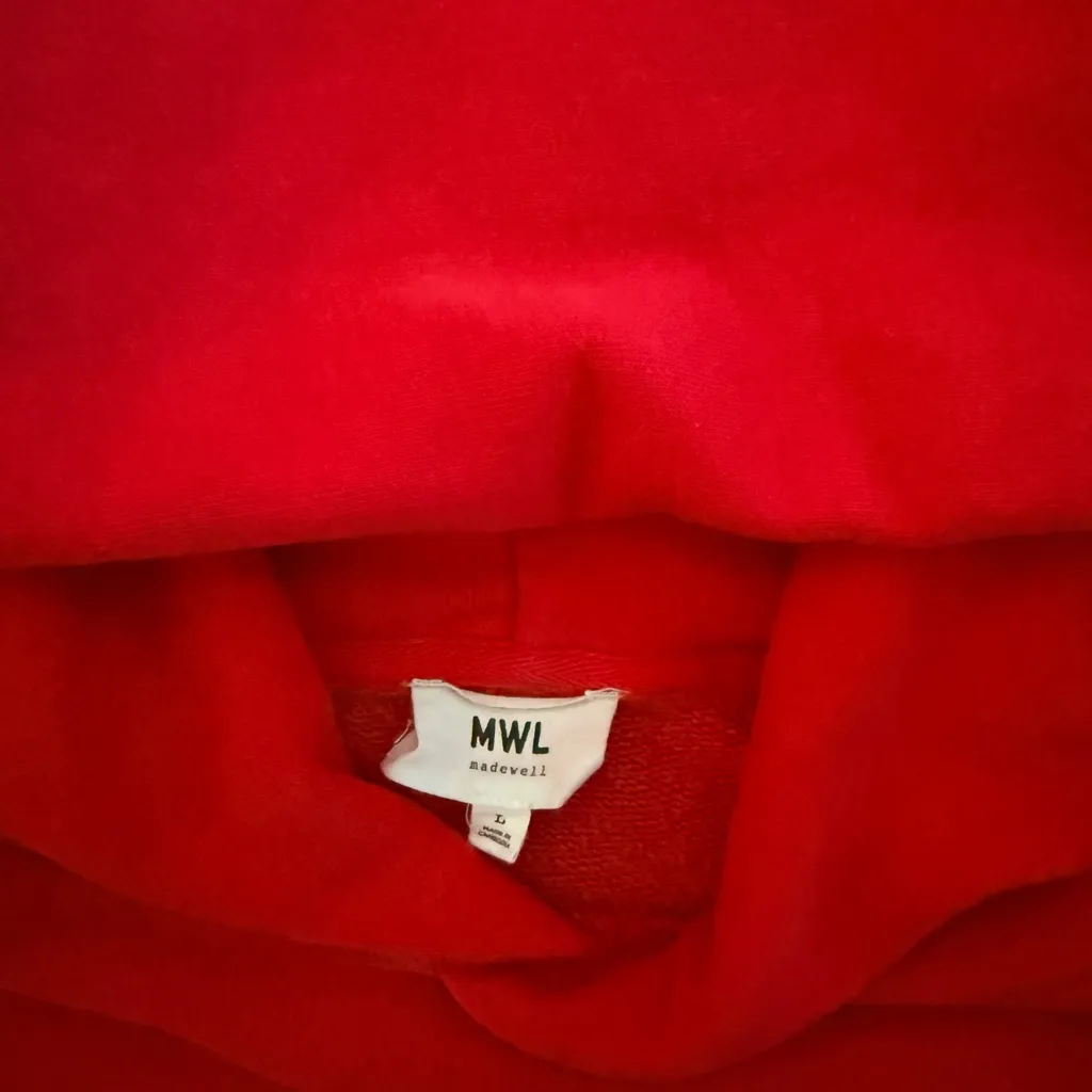 Madewell midweight hoodie sweatshirt size L bright cherry - Image 5
