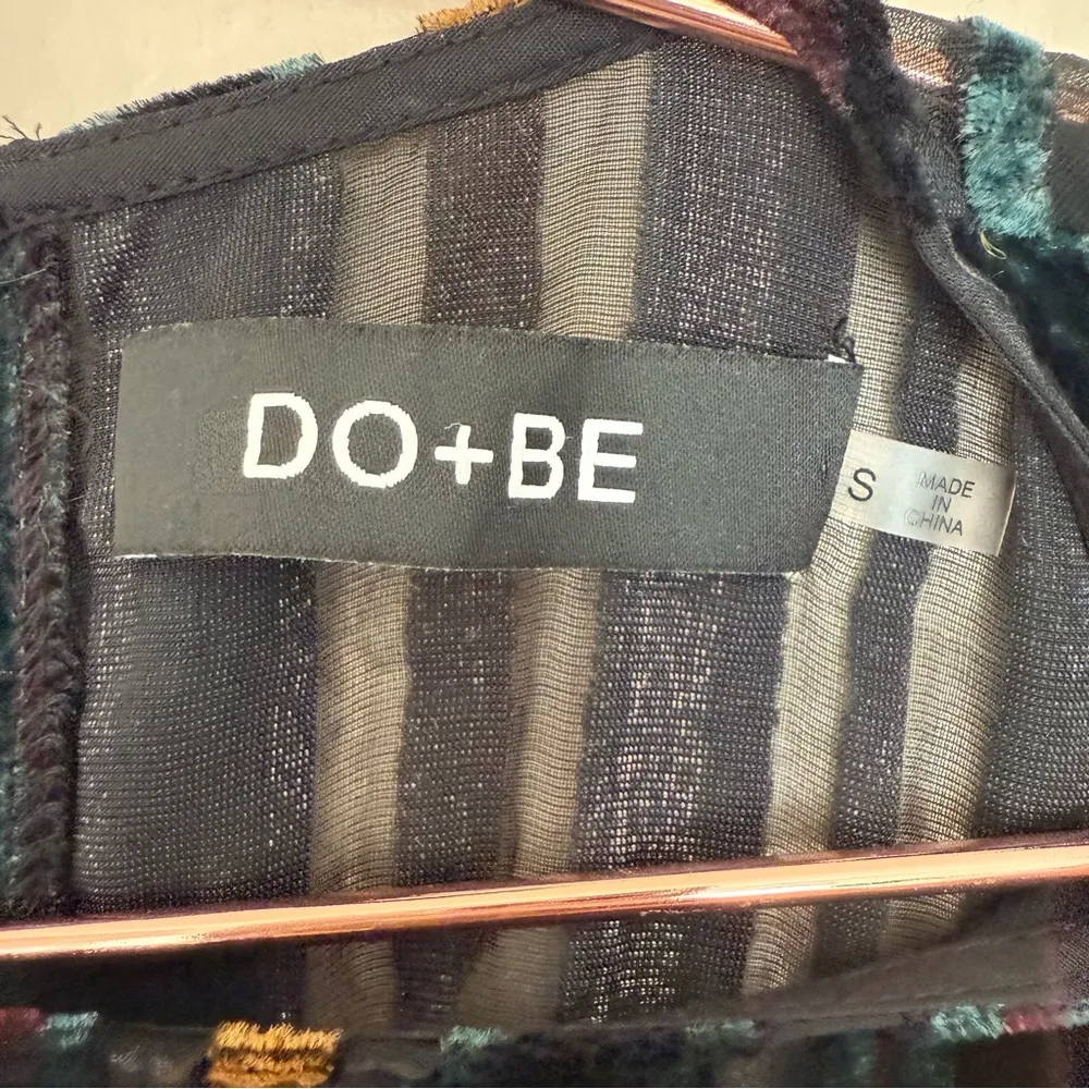 Do+Be Striped Burn Out Puff Sleeves Size Small Sheer Blouse Holiday Office Vixen - Image 3