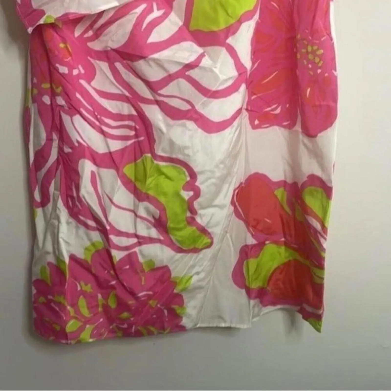 Lilly Pulitzer Pink Green White One Shoulder Floral Silk Blend Dress - Image 5