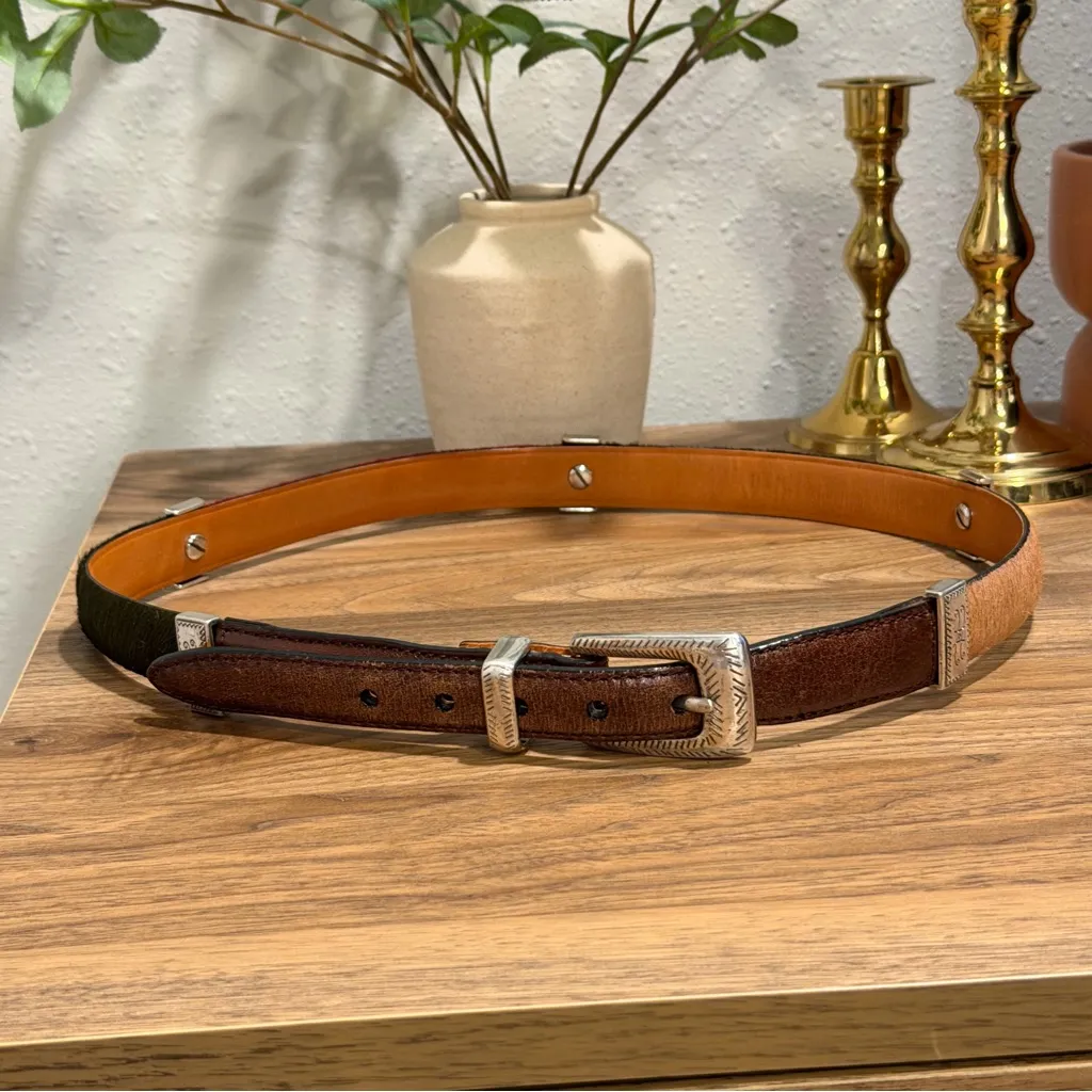 Brighton ML/32 Multicolored Calf Hair Leather Belt Western Boho Signature Chic - Image 2