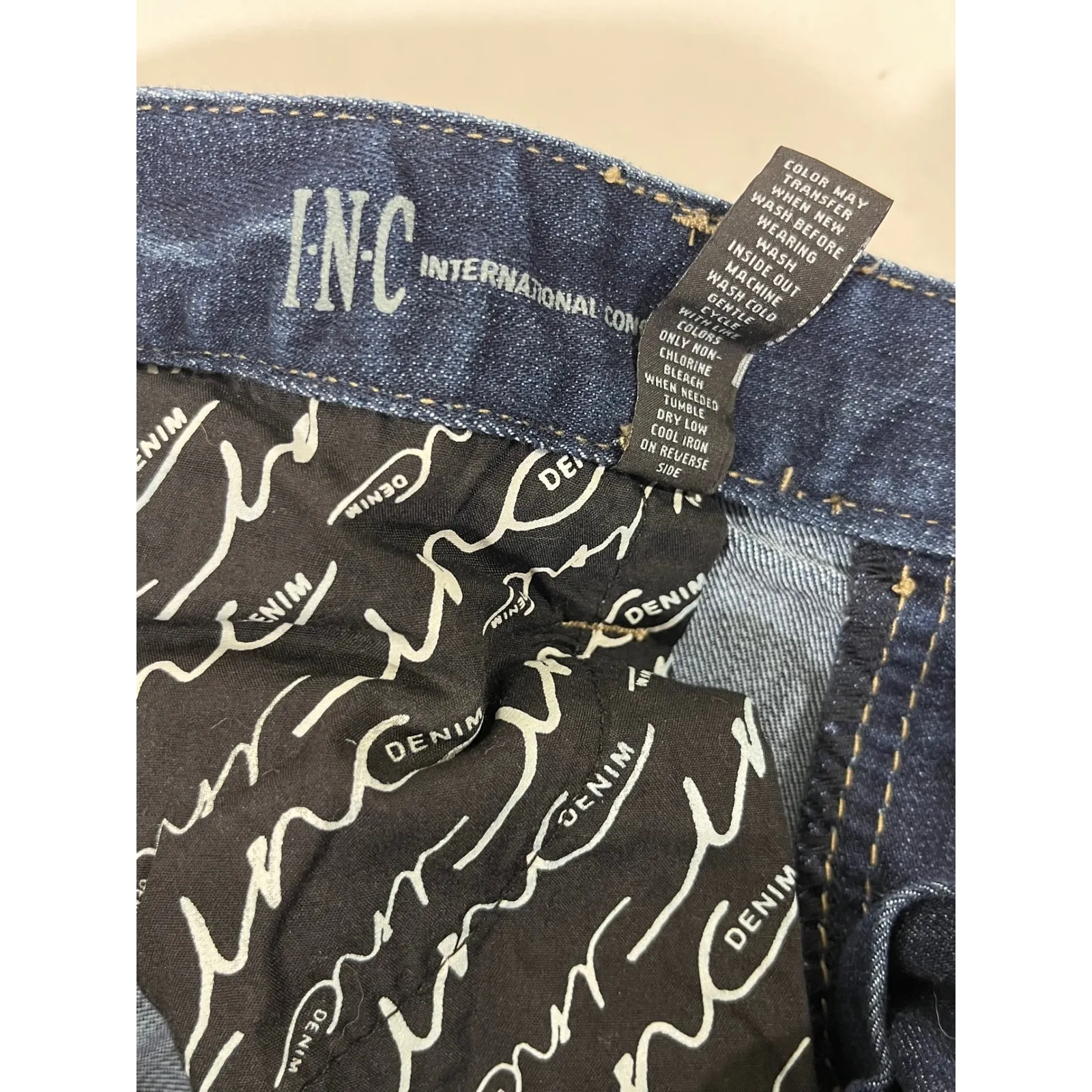 INC Denim Women Bootcut Jeans Embellished Pockets Distressed Medium Wash Sz 4 Blue - Image 12