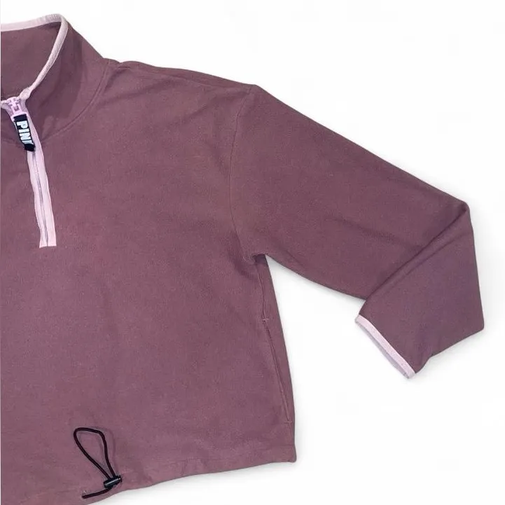 VS PINK mauve fleece cropped quarter zip sweatshirt - Image 3