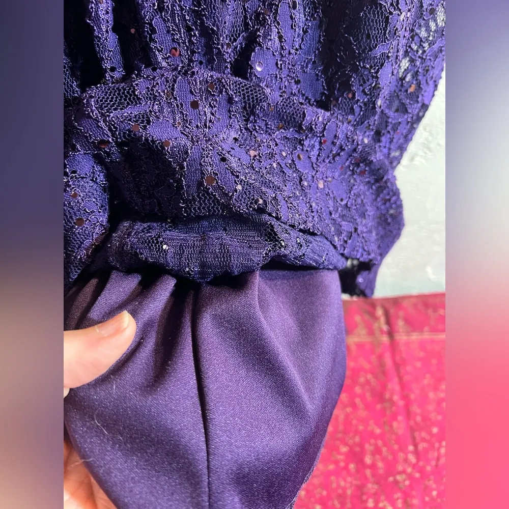 Cocktail/Evening/Prom Purple Sleeveless Dress-sequin&lace-occasion dress,medium - Image 9