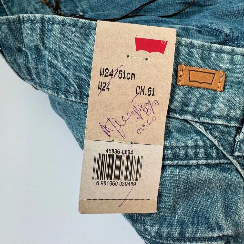 Levi's Relaxed Fit Pleated Light Blue Jeans Size 24 NWT - Image 4