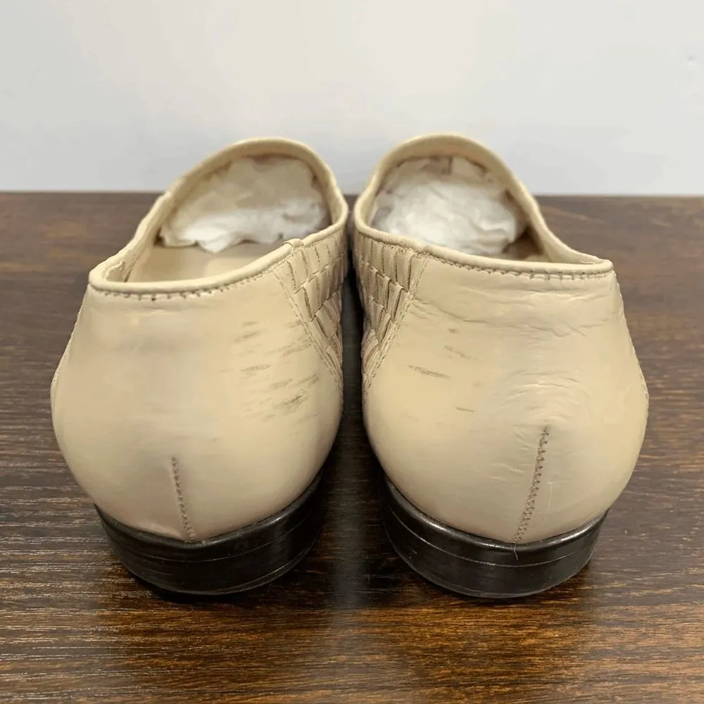 Trotters Liz Leather Slip On Woven Loafers Flat Shoes Color Bone 10S/AAA Size Tan Size undefined - Image 6