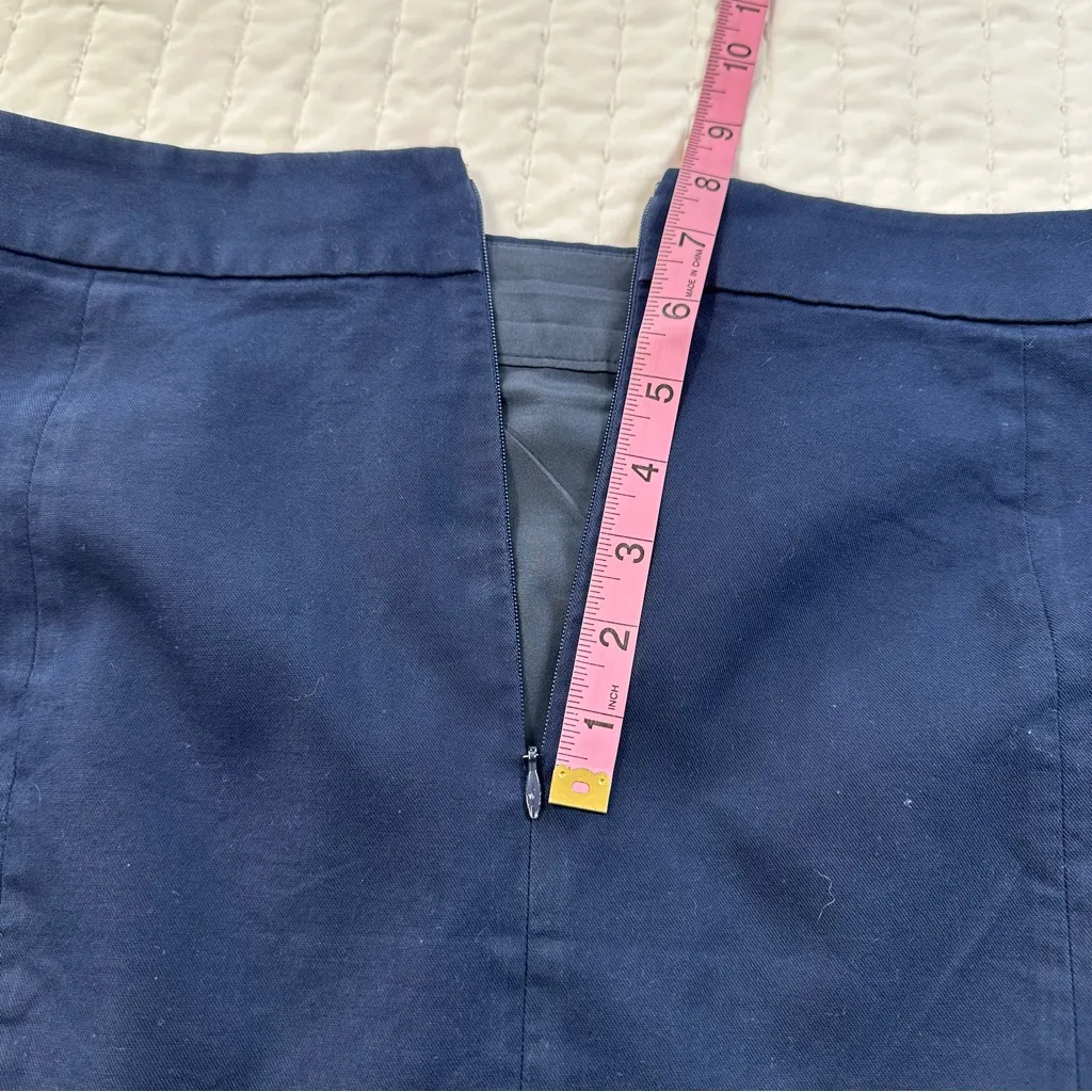 J. Crew 100% Cotton Business Casual Navy Pencil Skirt - Image 9