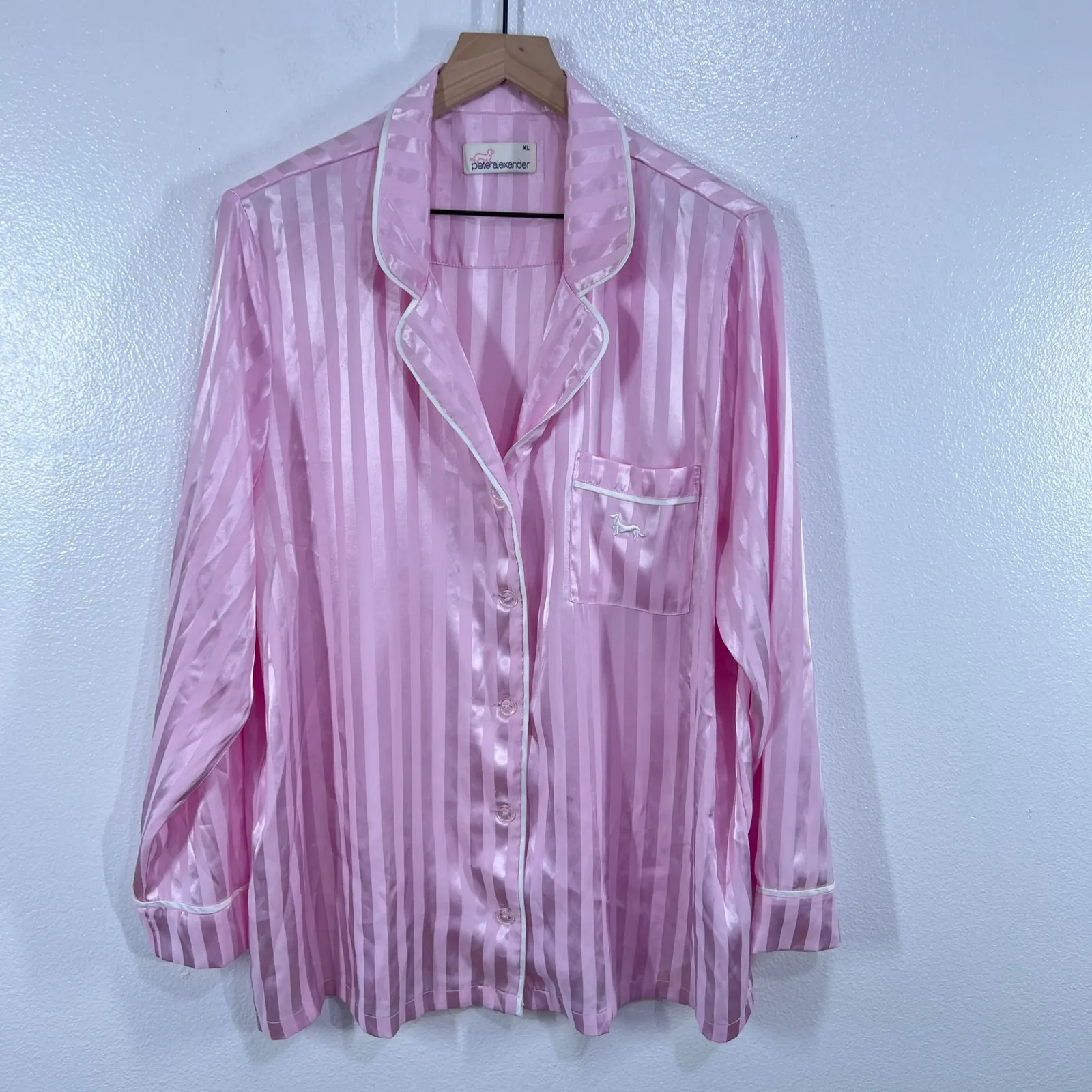 Peter Alexander Women's Pajama‎ Set XL Pink Striped Button Down Loungewear - Image 3