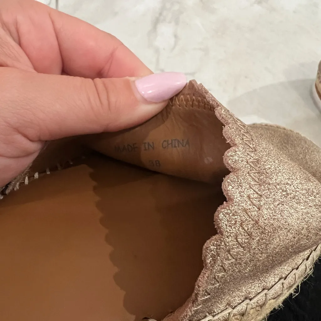 See by Chloe Rose Gold Sparkle Platform Espadrilles Size 38 EU - Image 6