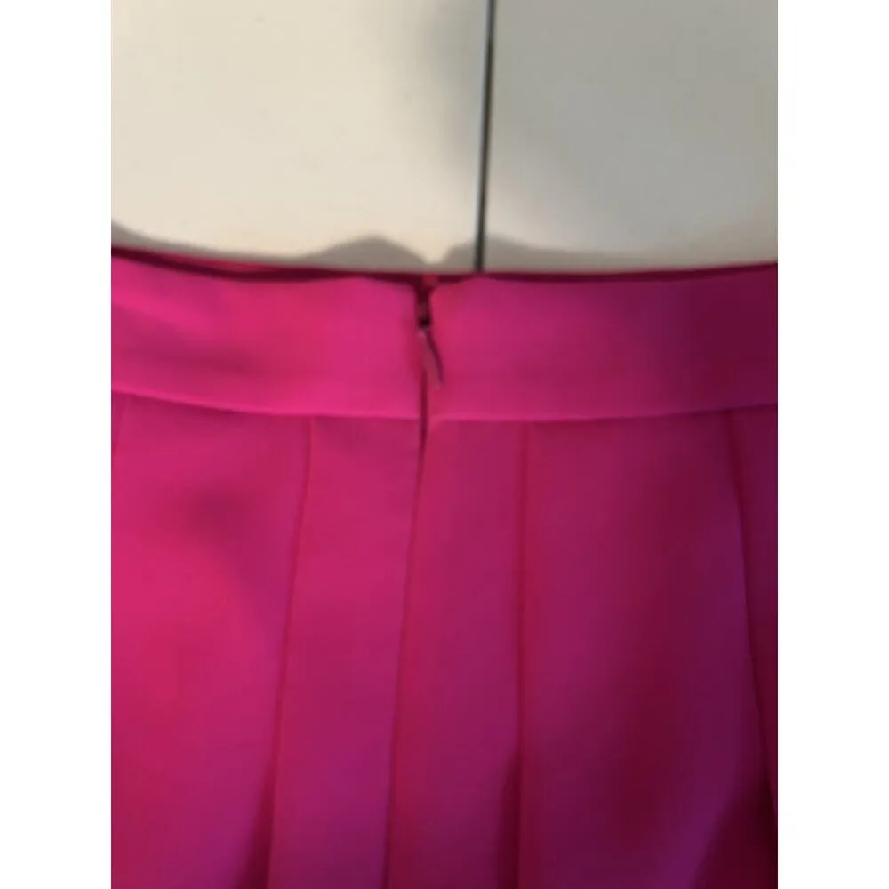 J Crew Hot Pink Knit Barbie Pleated Crepe Skirt Fully Lined Size 4 - Image 4
