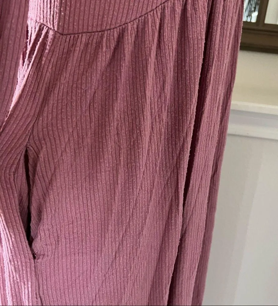 Anthropologie’s Dolan Alissa Maxi Dress Pockets Soft Ribbed Cowl Neck Pink XS - Image 4