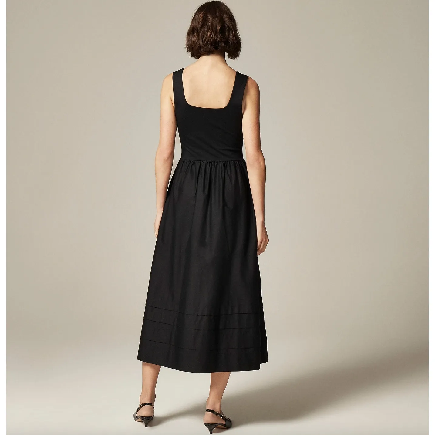 J.Crew Drop Waist Mixy Dress Midi Cotton A Line Retro Minimalist Black XXS NWT - Image 2