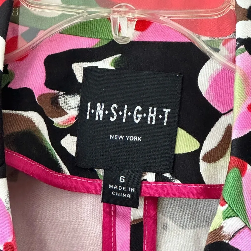 Insight Floral Print Single Button Peplum Style Blazer Size 6 Office Career Pink - Image 4