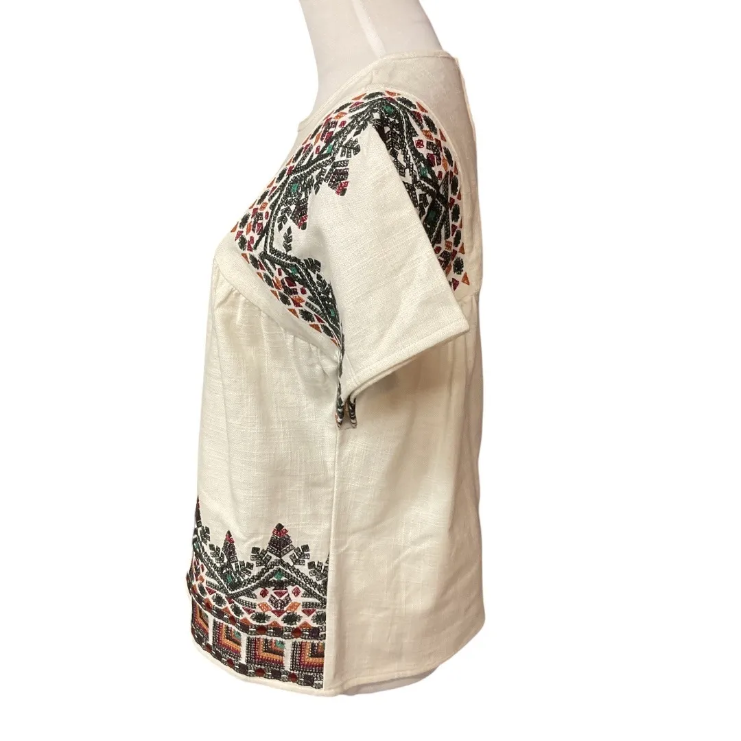 Romeo & Juliet Couture Short Sleeve Embroidered Boho Chic Blouse Top Size Small - Image 5