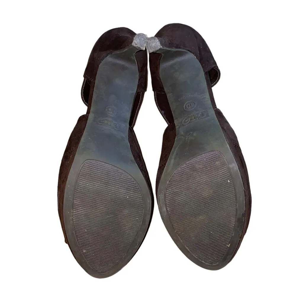 Cato Brown Faux Suede Open Toe Strappy Platform Heels - Image 7