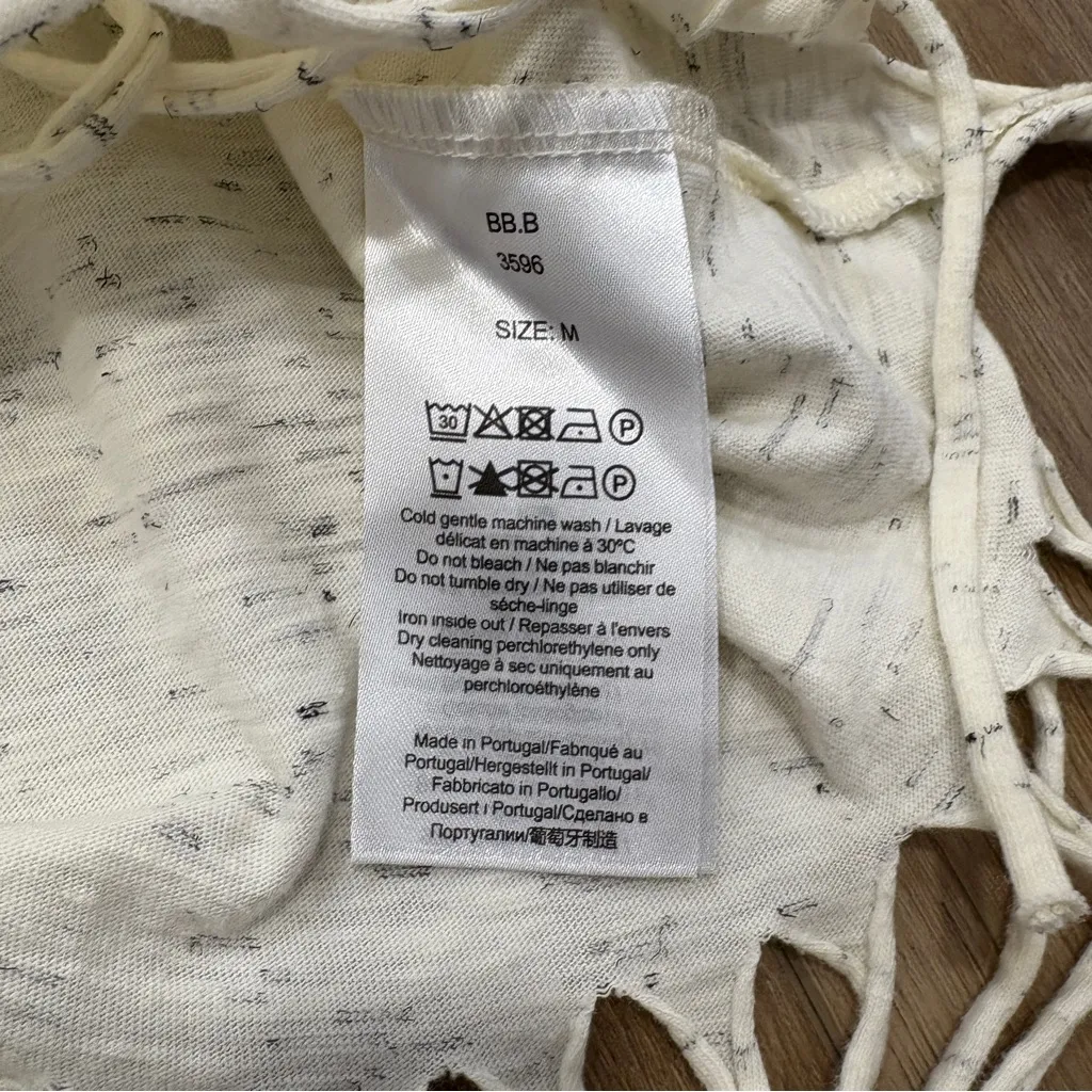 🌟GANNI🌟 CROPPED PHOTO PRINT GRAPHIC FRINGE T-SHIRT TEE IVORY SZ M - Image 8