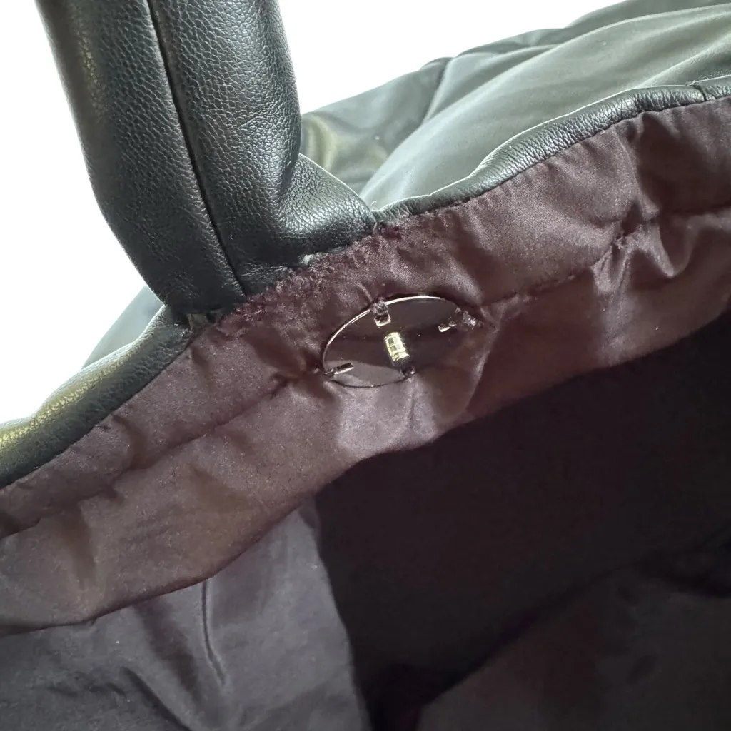 RINO & PELLE Puffer Faux Leather Quilted Shopper Tote Bag Black - Image 10