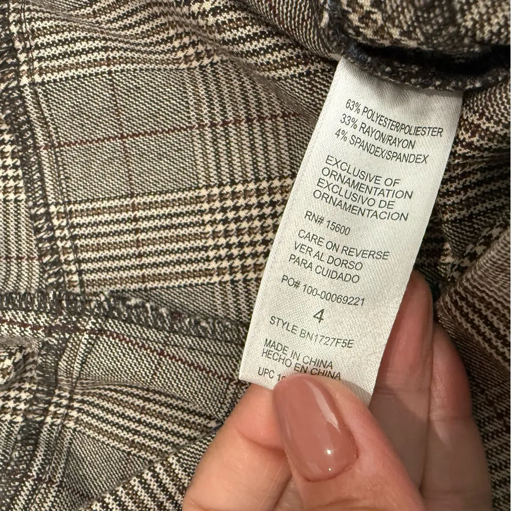 Democracy High Rise Pull On‎ Plaid Pants Brown Size 4 - Image 6