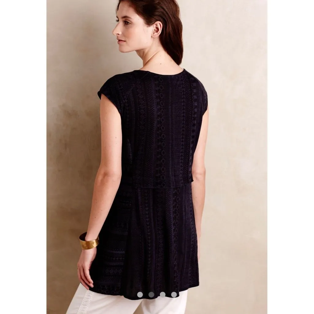 Anthropologie One September XS Barranco Embroidered Tunic Shirt Gray Navajo Top - Image 3