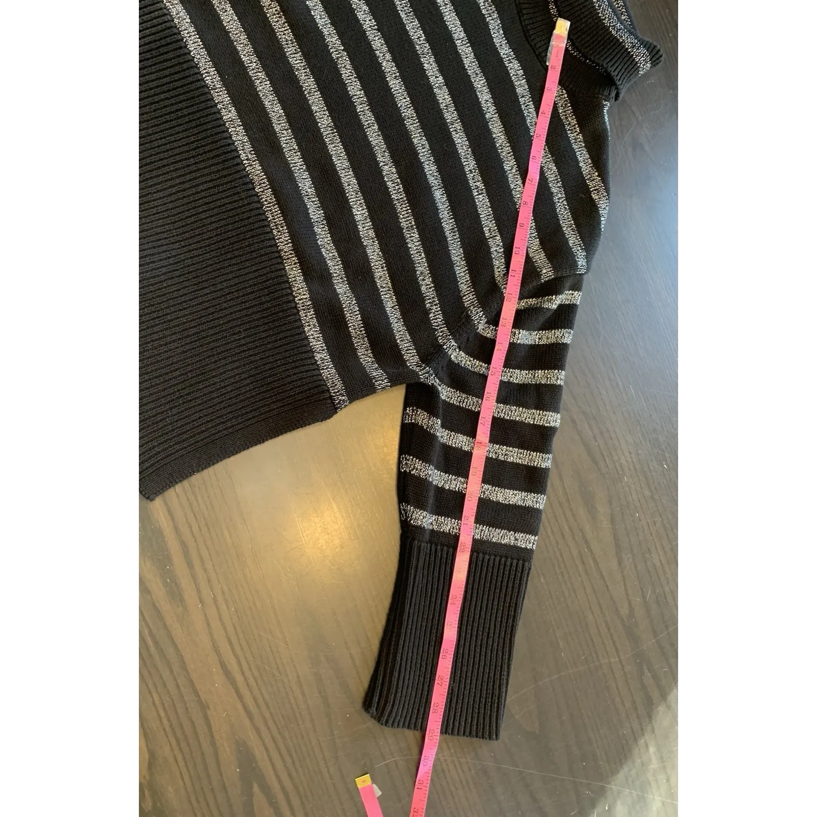 Gap Turtleneck Sweater Womens Small Split-Hem Striped Cotton‎ Oversized Metallic - Image 14