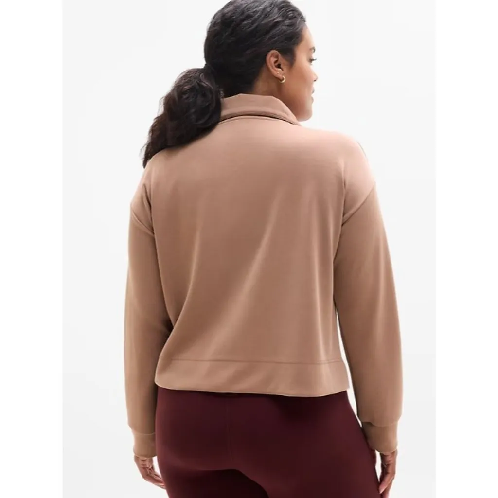 Athleta M Seasoft Quarter Zip Sweater Auburn Brown Medium - Image 3