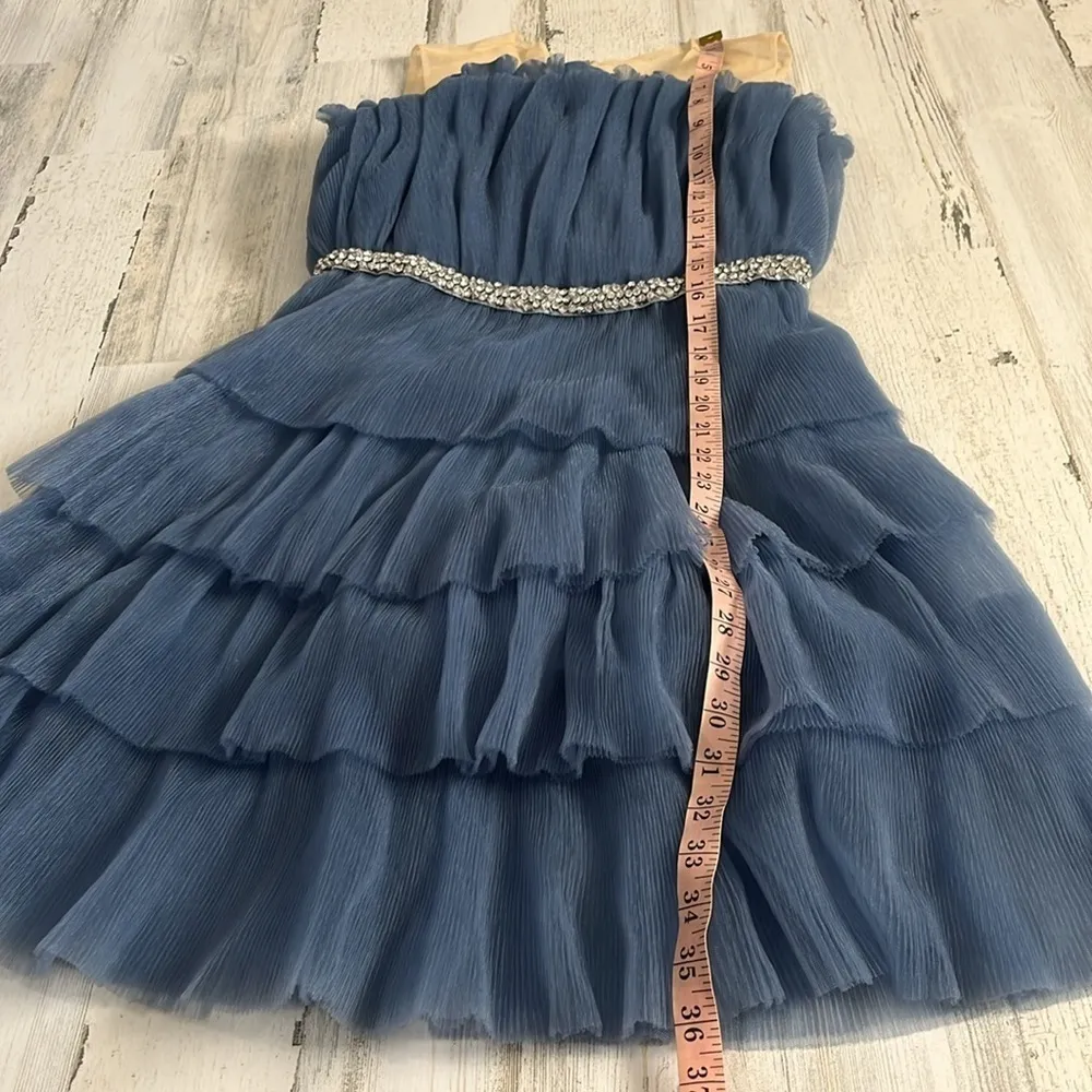 Endless Rose Blue Tulle Tiered Mini Dress With Jeweled Belt Size Small NWT - Image 13