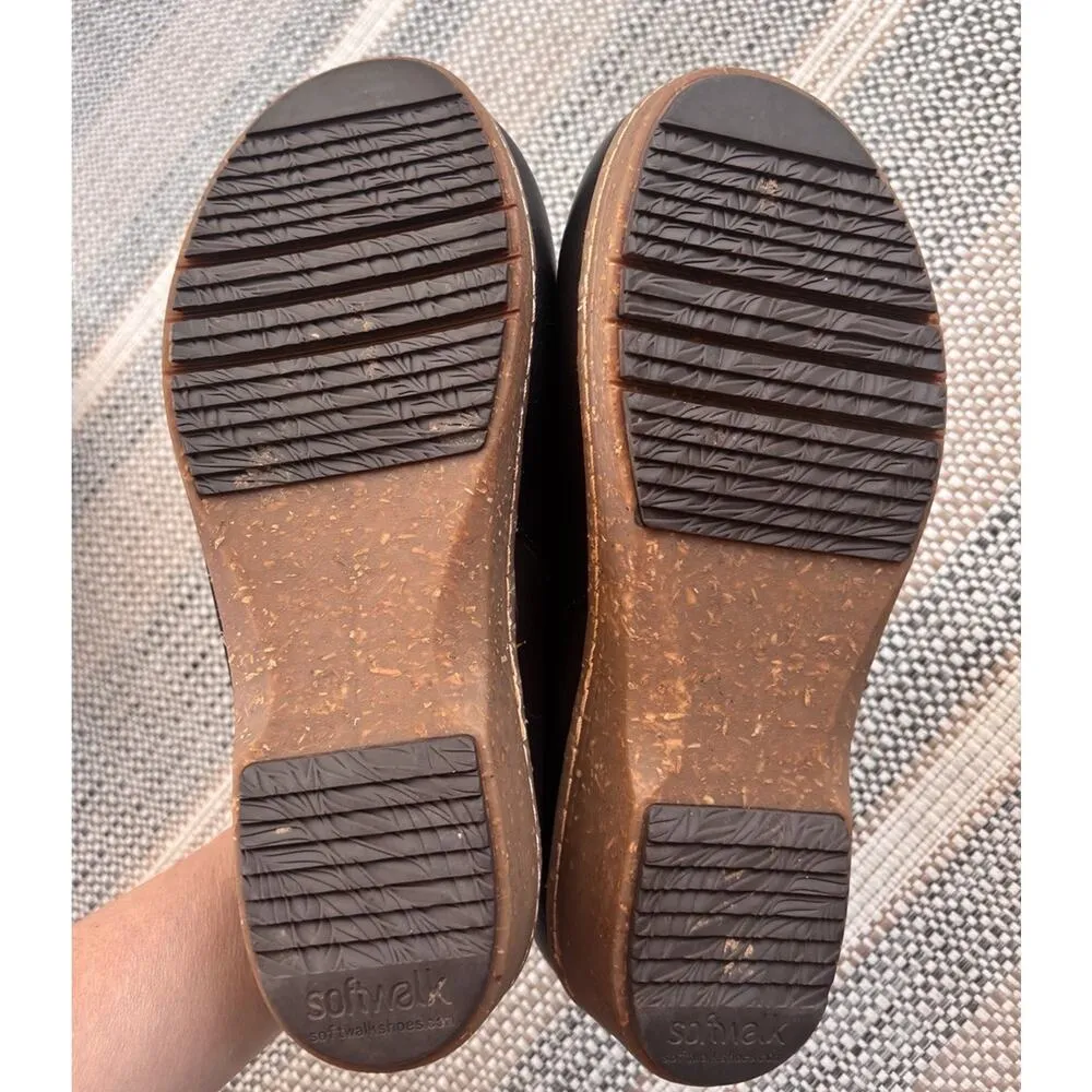 Softwalk Arvada Womens Clogs Sz 8.5WW Comfort Leather Slip-On Mule Shoes Black - Image 5