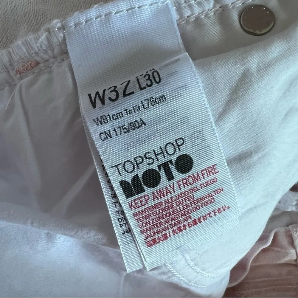 TopShop Moto Pink White Wide Leg Denim Pants W32 to fit L30 - Image 8