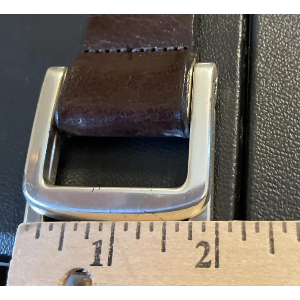 Calvin Klein Y2K Womens Small Brown‎ Buffalo Calf Leather Belt USA Double Buckle - Image 9