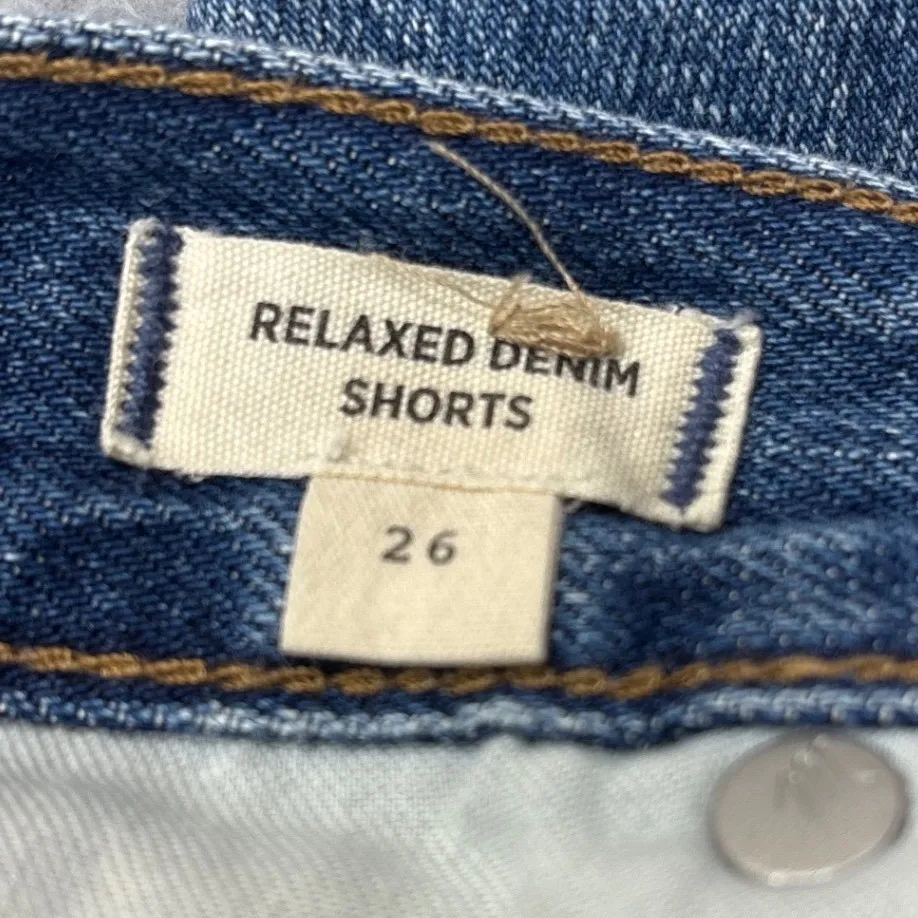 Madewell Women's 26 Relaxed Denim Shorts Raw Hem Blue Cut Off High Rise - Image 5