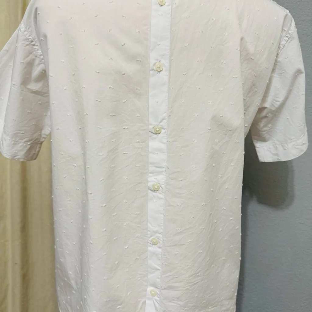 Uniqlo Women White‎ Classic Embroidered Round Neck Retro Buttondown Blouse Sz XS - Image 9