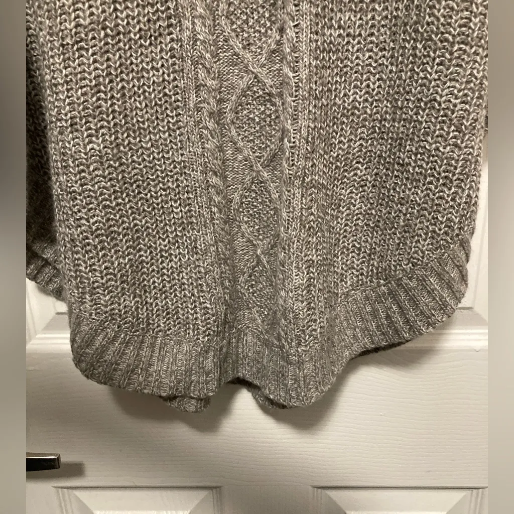 Karen Scott Marbled Taupe Tan Cable Knit Cowl Neck Poncho Sweater - Image 6
