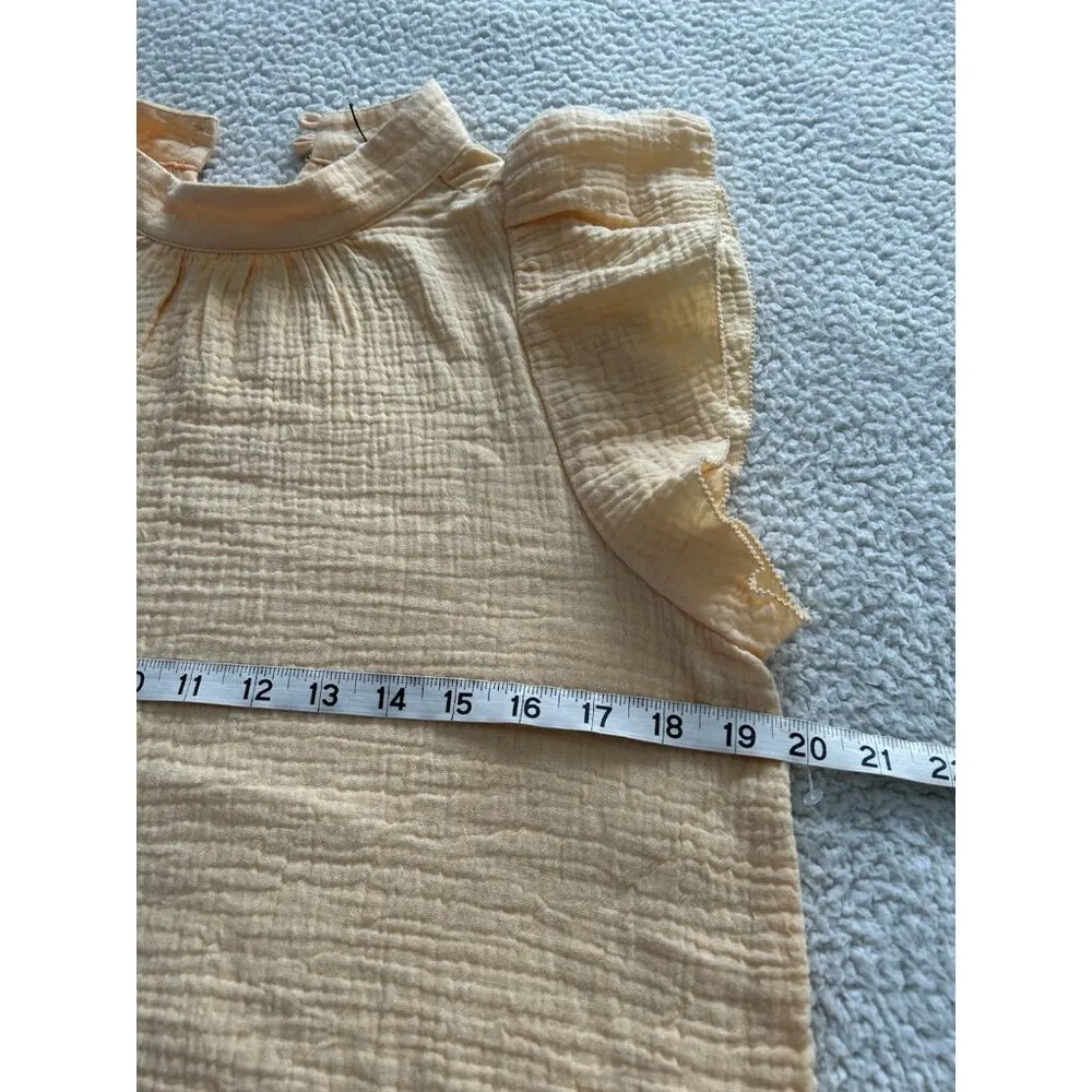 Joe’s Jeans Gauze Flutter Sleeve Mock Neck Top Apricot Yellow Size S - Image 7
