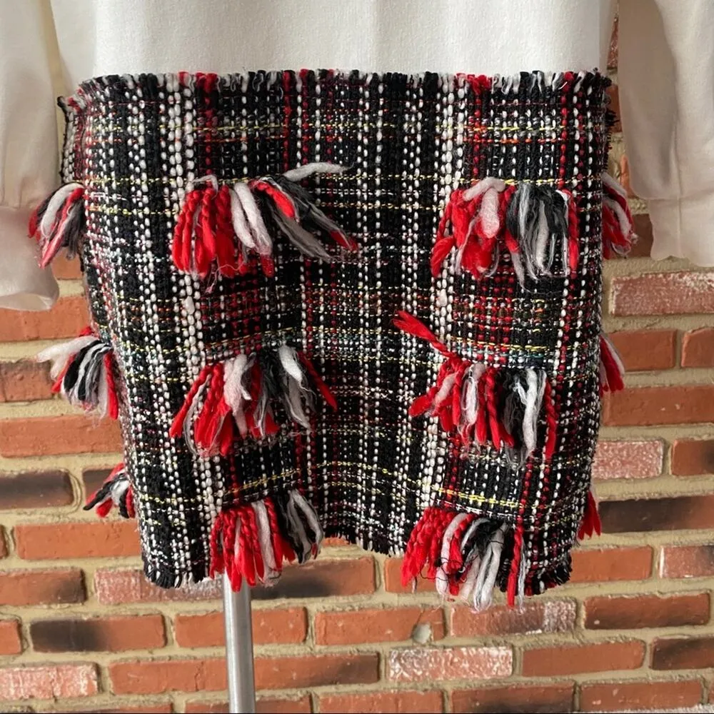 Zara tweed tassel blouse dress sz M Zara Sweater Dress - Image 3