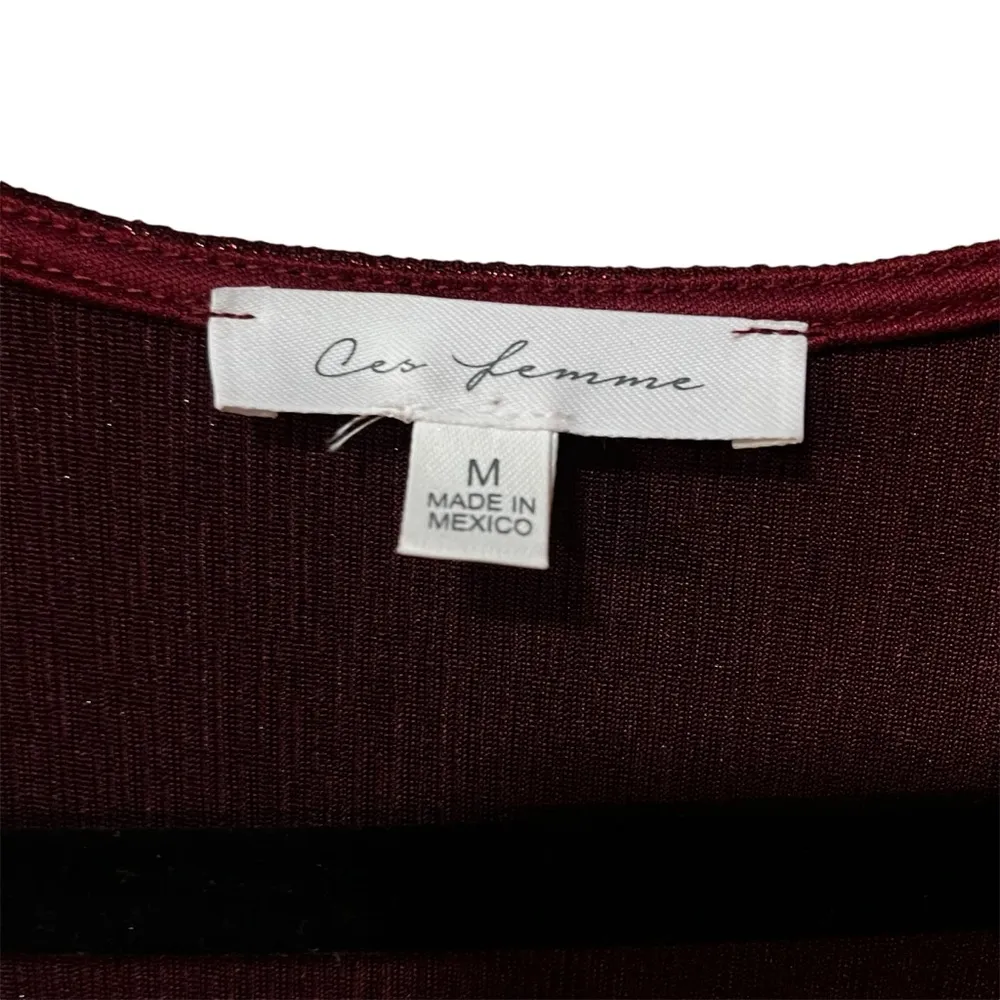 Ces Femme Sparkly Long sleeve Red knee length dress Holiday - Image 3