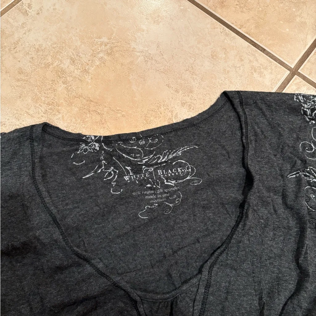 White House Black Market Charcoal Embroidered Dress - Image 4