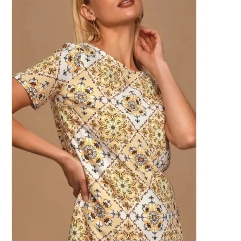 Lulus Dandy Lion Yellow Print Mini Dress S‎ - Image 2