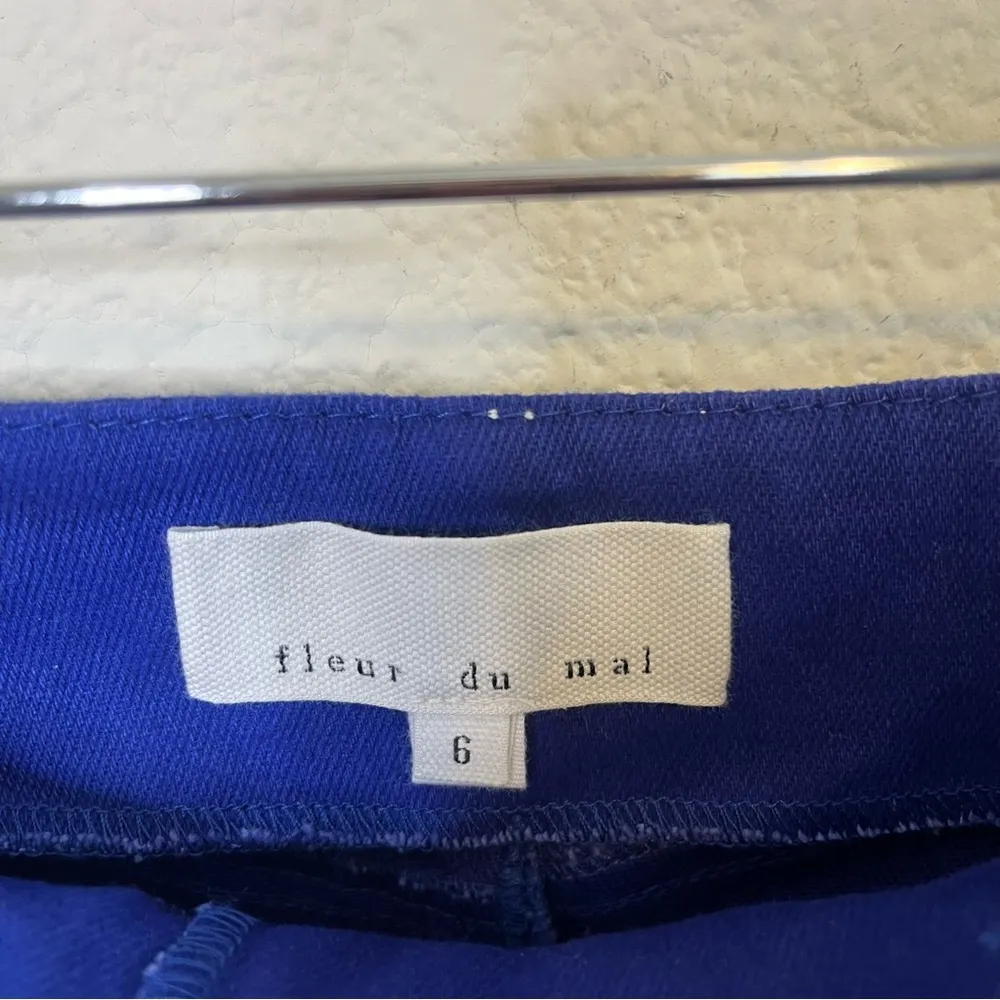 Fleur Du Mal Electric Blue Wide Leg Lace Up Jeans Womens Size 6 - Image 6