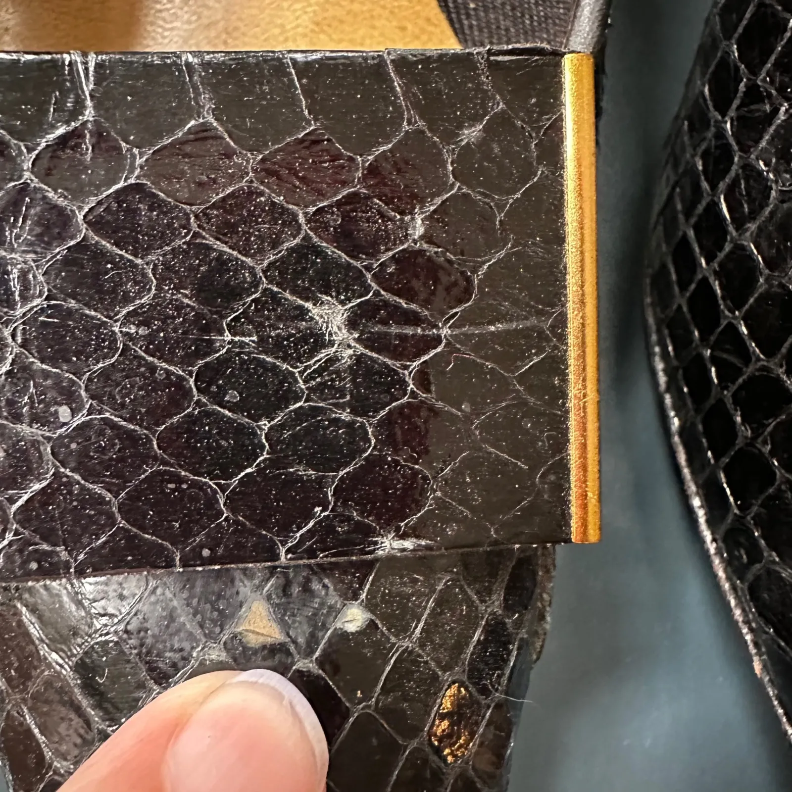 J. Norman LTD Snakeskin Pumps Block Heel Classic Party Career Shoes 6.5M‎ Black Size 8.5 - Image 5