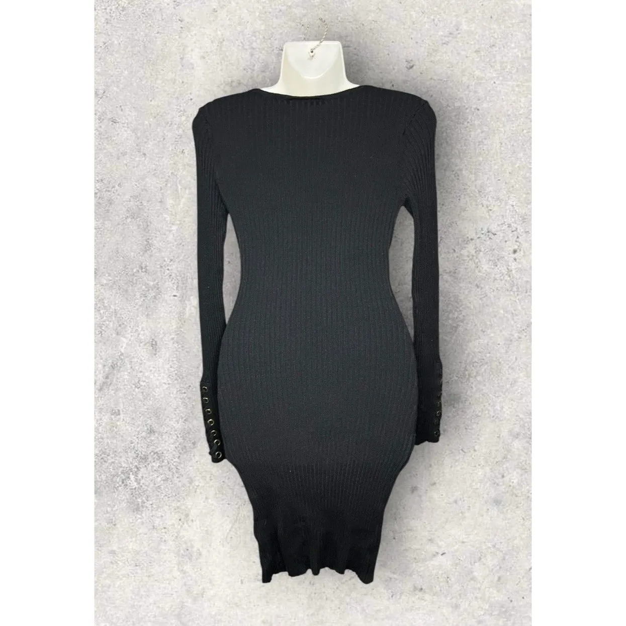 Derek Heart Women's Large Ribbed Stretch Scoop Neck Bodycon Mini Sweater Dress - Image 4