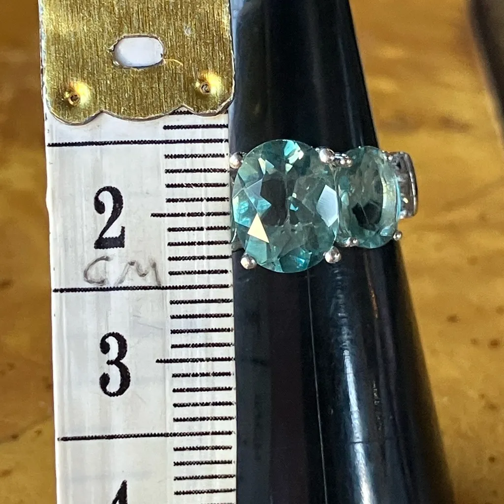 Teal Color Changing Fluorite Sterling Silver Ring Size 5 - Image 8