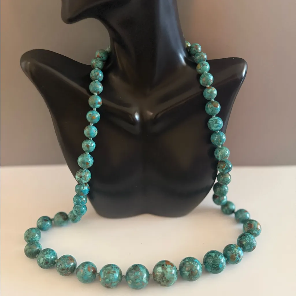 Chic Turquoise AIL Beaded Southwestern Necklace Sterling Silver Blue - Image 6