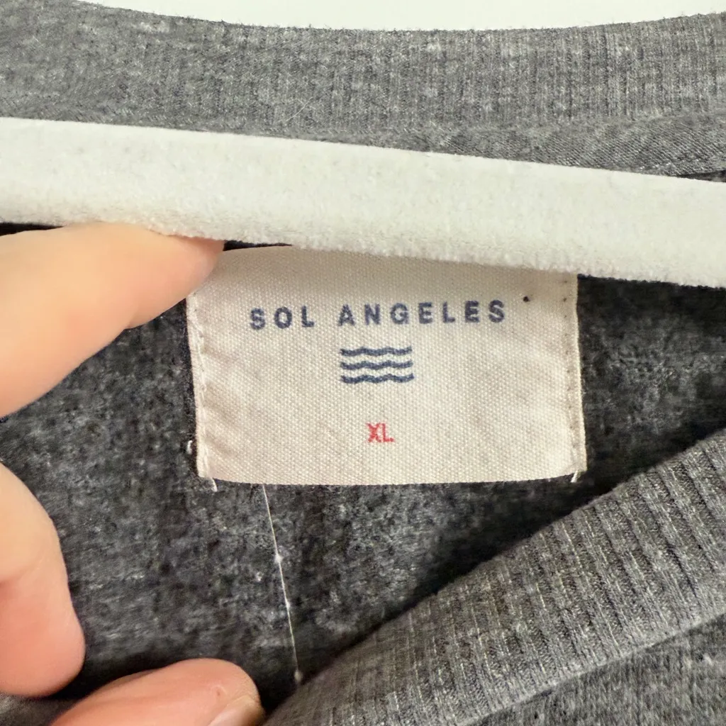 Sol Angeles Gray Good Vibes Sweatshirt TikTok Streetwear Wide Neck Relaxed XL - Image 2