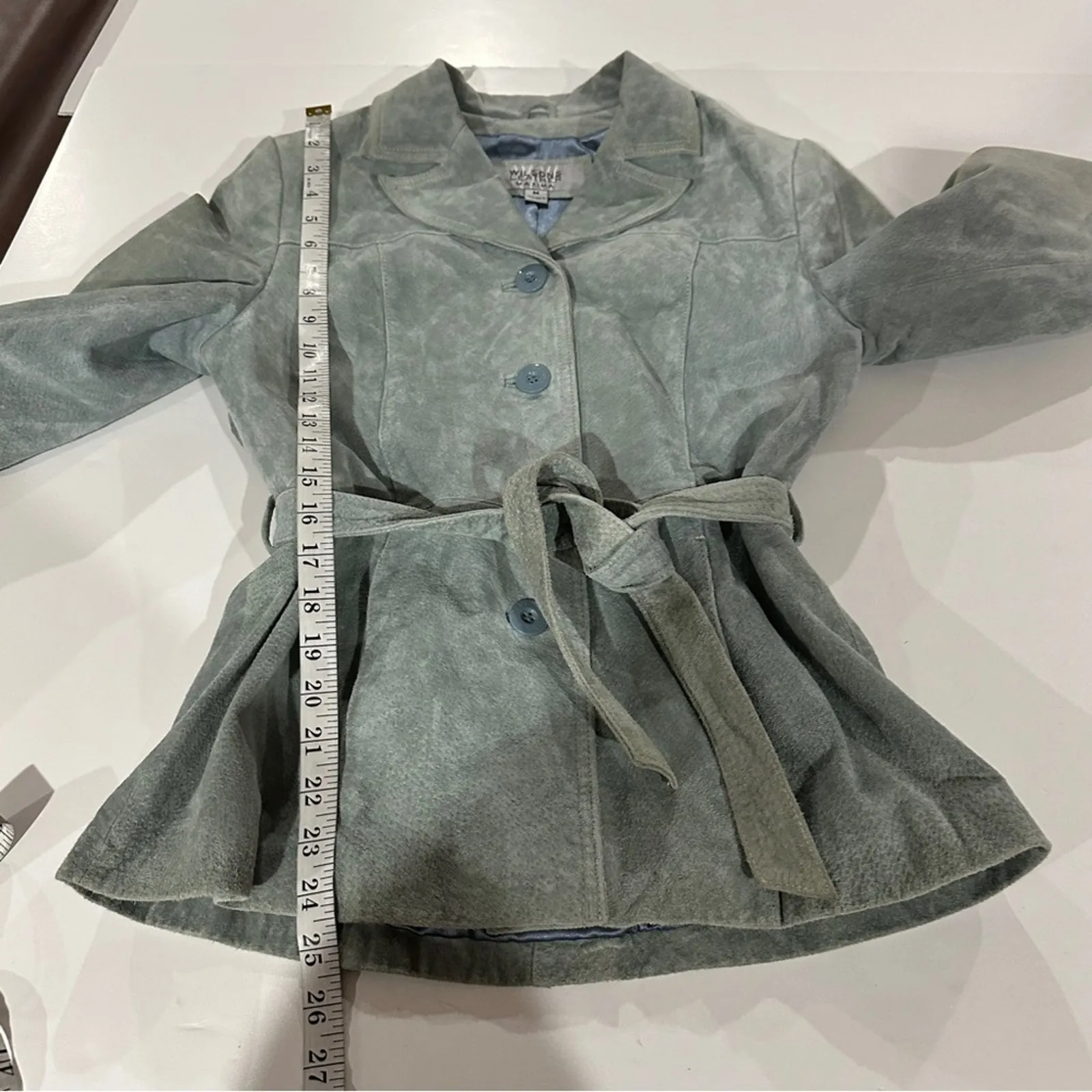 Wilsons‎ Leather Light Green Long Sleeve 100% Genuine Leather Button Jacket Sz M - Image 6